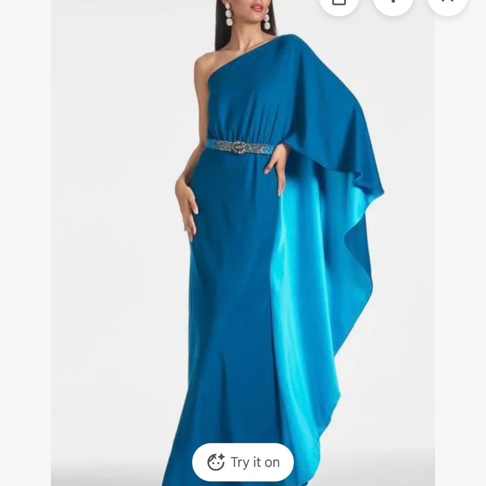 Sachin Babi Elegant Blue One-Shoulder Dress NWT
